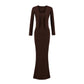 Strap Fish-tail Maxi Dress With Long-sleeve Cardigan A Sassy Two-piece Set For Women
