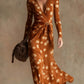 Womens V-neck Long-sleeve Maxi Dress