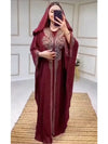 ALFO Muslim Dress for Women Hooded Abaya 2 Piece Set Diamond Jalabiya Morocco Party Dresses Dubai Abayas Kaftan Vestido Long Robe