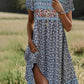 Women's Round Neck Short Sleeve Maxi Dress Bohemian Print Dress