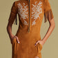 Western Retro Embroidered Brown Fringe Maxi Dress