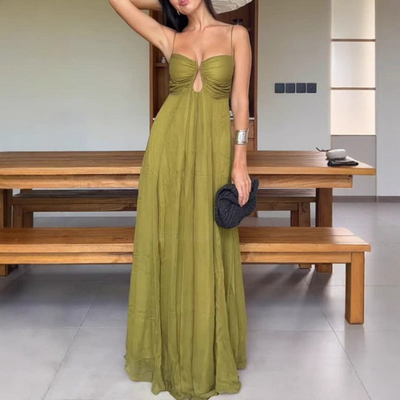 Sexy Sling Design Holiday Swing Maxi Dress