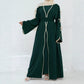 Ladies' Arab Long Gown with Bow Knot Soft Comfortable Casual Solid Color Outer Dress with Belt