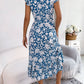 Women Casual Ruffle Trim Floral Print Tie Waist Maxi Vacation Dress
