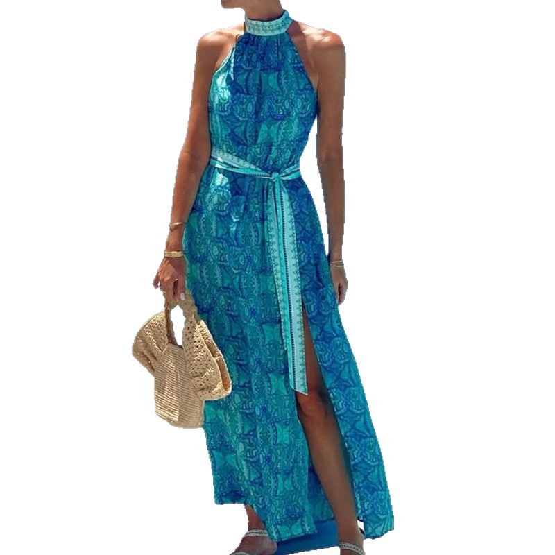 Women's Printed Sleeveless Maxi Vacation Dress