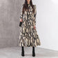 Women Maxi Dress Female Long Sleeve Printed Robe Lady