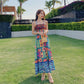 Bohemian Cross Back Tropical Maxi Summer Dress