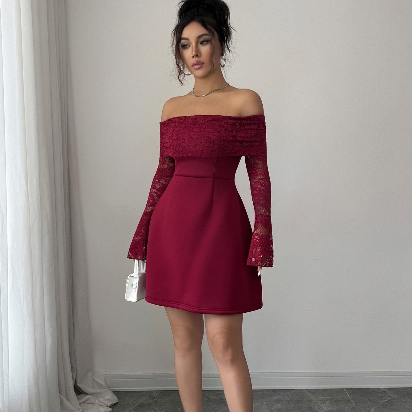 Lace Long Sleeve Maxi Dress Women's Clothing