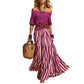 Off-shoulder Top And Slit Skirt Womens Set