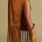 Western Retro Embroidered Brown Fringe Maxi Dress