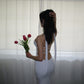 Backless Waist-cinching Sheath-style Solid-color Maxi Dress