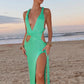 Womens V-neck Cut-out Slim Knitted Dress