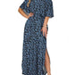 Printed Off-shoulder Short-sleeve Maxi Dress