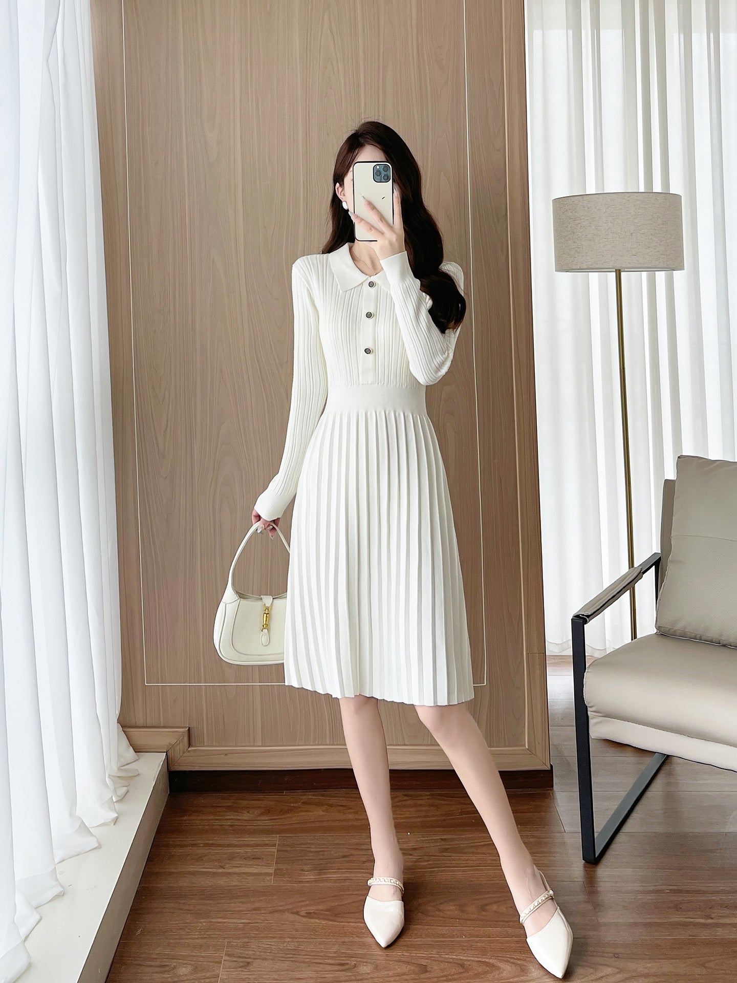 French Style Knitted A-Line Dress