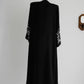 Luxury Abaya Embroidered Sequin Evening Abaya Long Sleeve Modest Abaya Middle Eastern Black Gown Hijab Friendly Party Wear