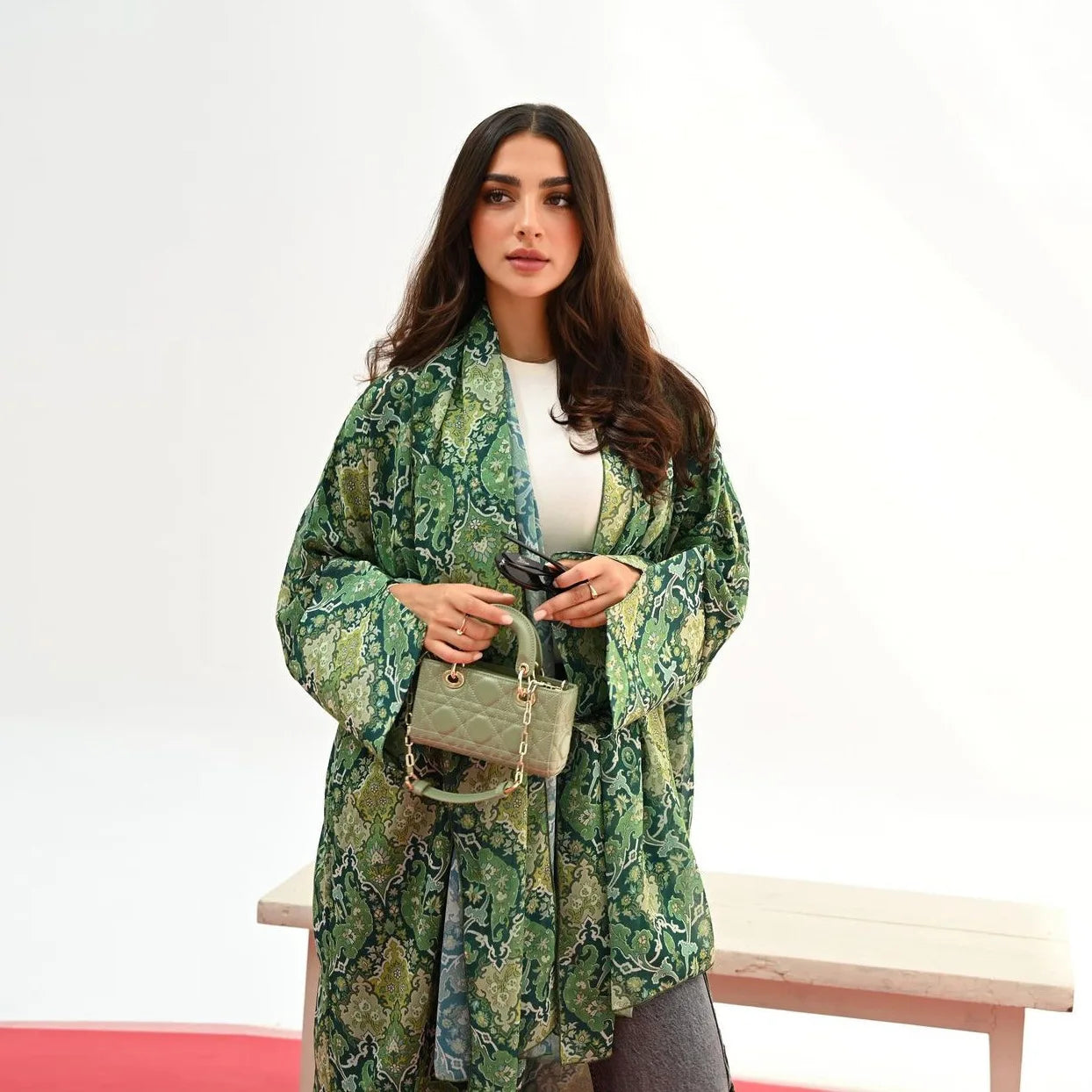 Arabic Robe Printed Coat Cape Fashion Middle Eastern Women's Abaya with Headscarf