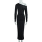 Women's OffshoulderLong-sleeve Figurehugging Pleated Maxi Dress