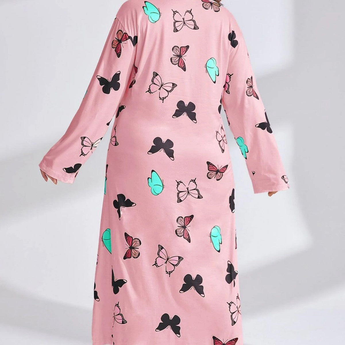 Women's Long Sleeve Printed Drop Shoulder Maxi Dress