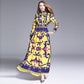 Printed pleated maxi dress