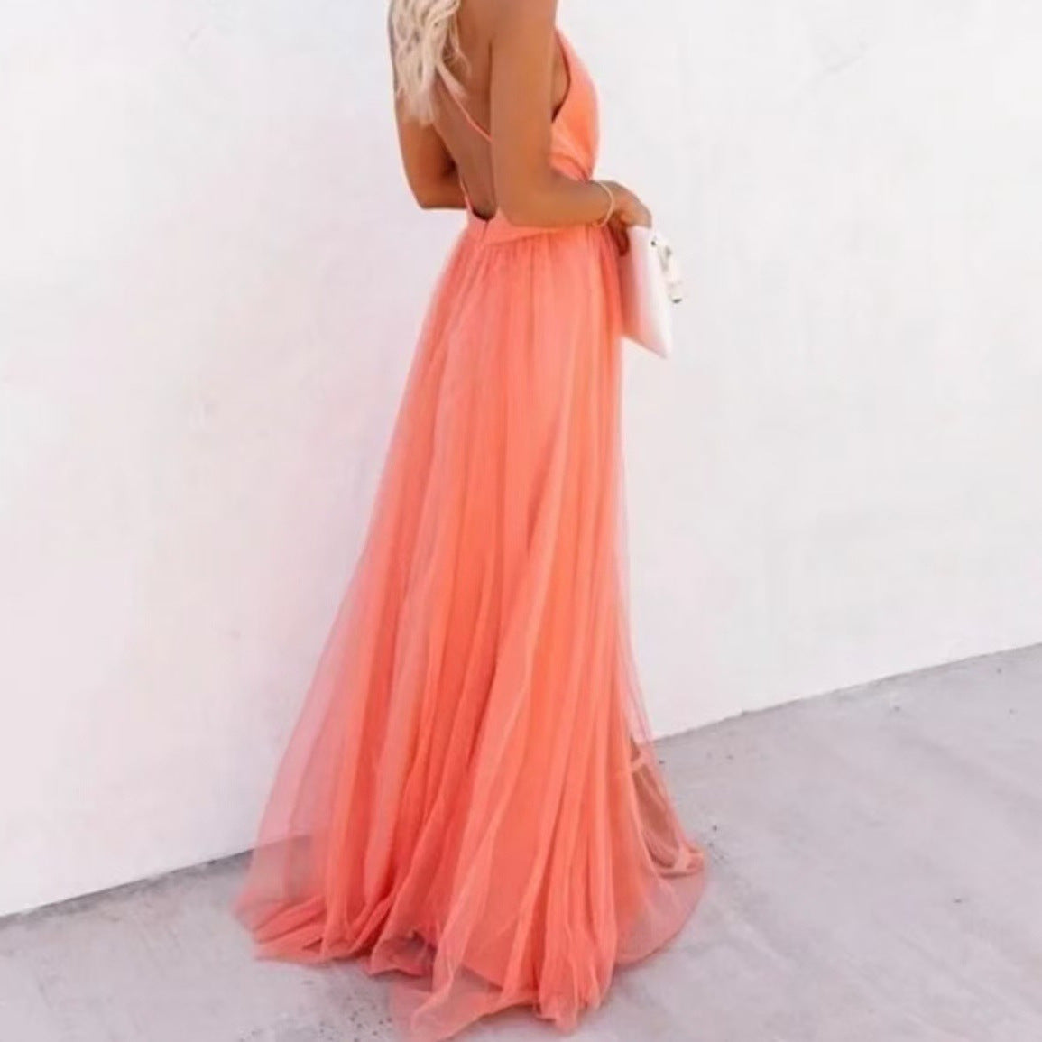 Strapless V-Neck Tie-Dye Midi Dress