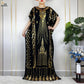 New ALFO  Muslim Summer Short Sleeve Robe Gold Stamping Boubou Maxi Women Femme Loose Dress With Big Scarf African Abaya Clothes