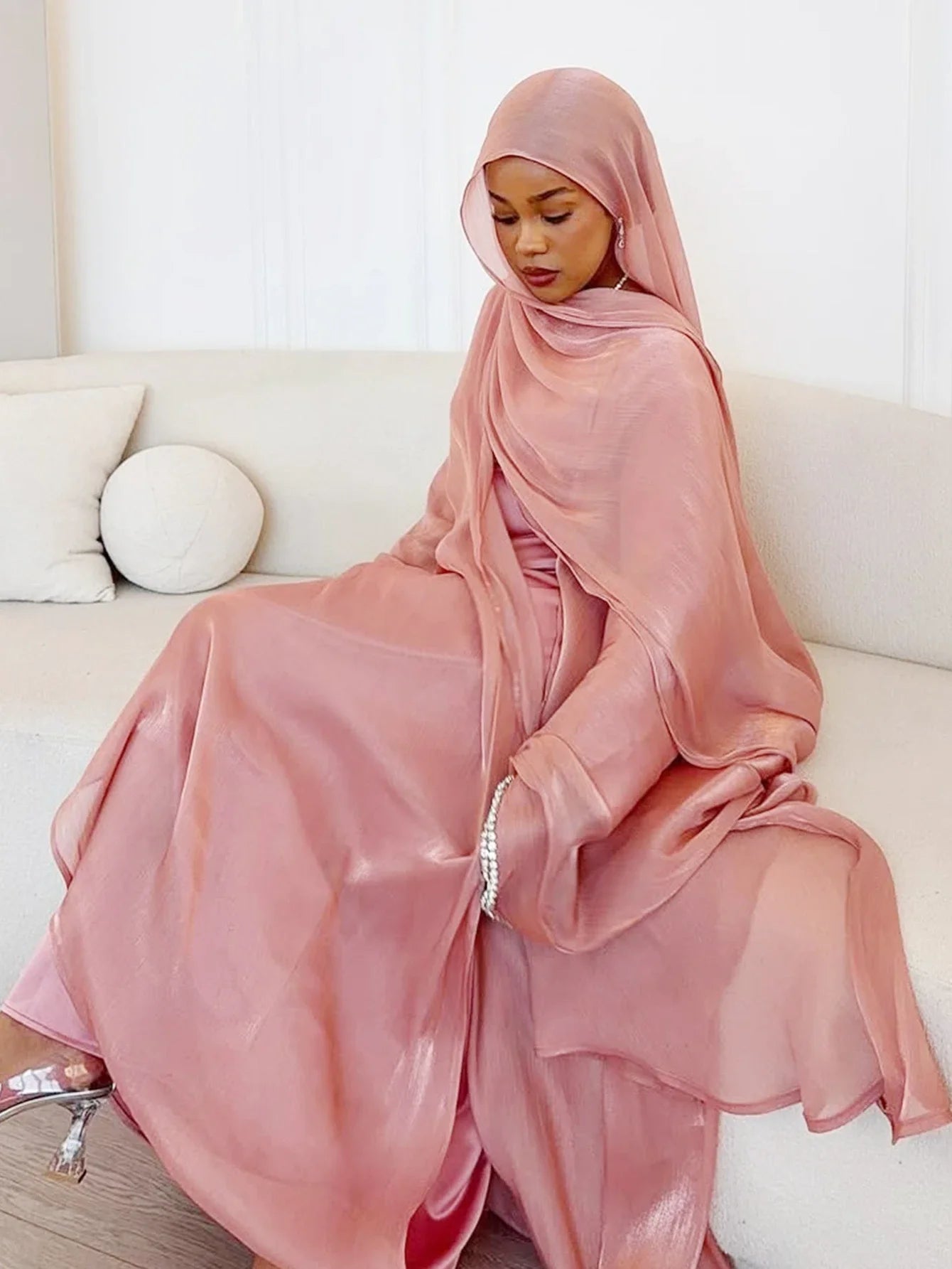 Eid Muslim Abaya Scarf Dress 1 Piece Cardigan Abaya Women Ramadan Beading Sleeve Dubai Jalabiya Kaftan Vestidos Arab Robe 2026