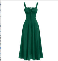 Floral Neck Slit Flared Dress