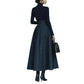 Solid-color Textured Long-sleeve Elegant Maxi Dress