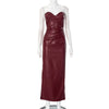 Tube Top Women's Tight Leather Maxi Dress