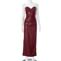 Tube Top Women's Tight Leather Maxi Dress