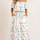 Printed Off-shoulder Short-sleeve Maxi Dress