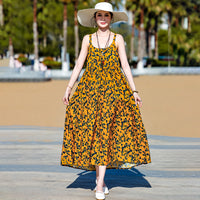 Beach Vacation French Style Floral Maxi Dress