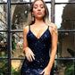 Women's Strappy V-Neck Sequins Dress