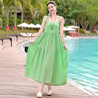 Beach Vacation French Style Floral Maxi Dress