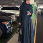Printed Loose Long-Sleeved Elegant Arabic Abaya Robe Comes with a Headscarf