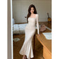 Women's Pleated Figure-flattering Mermaid Maxi Dress