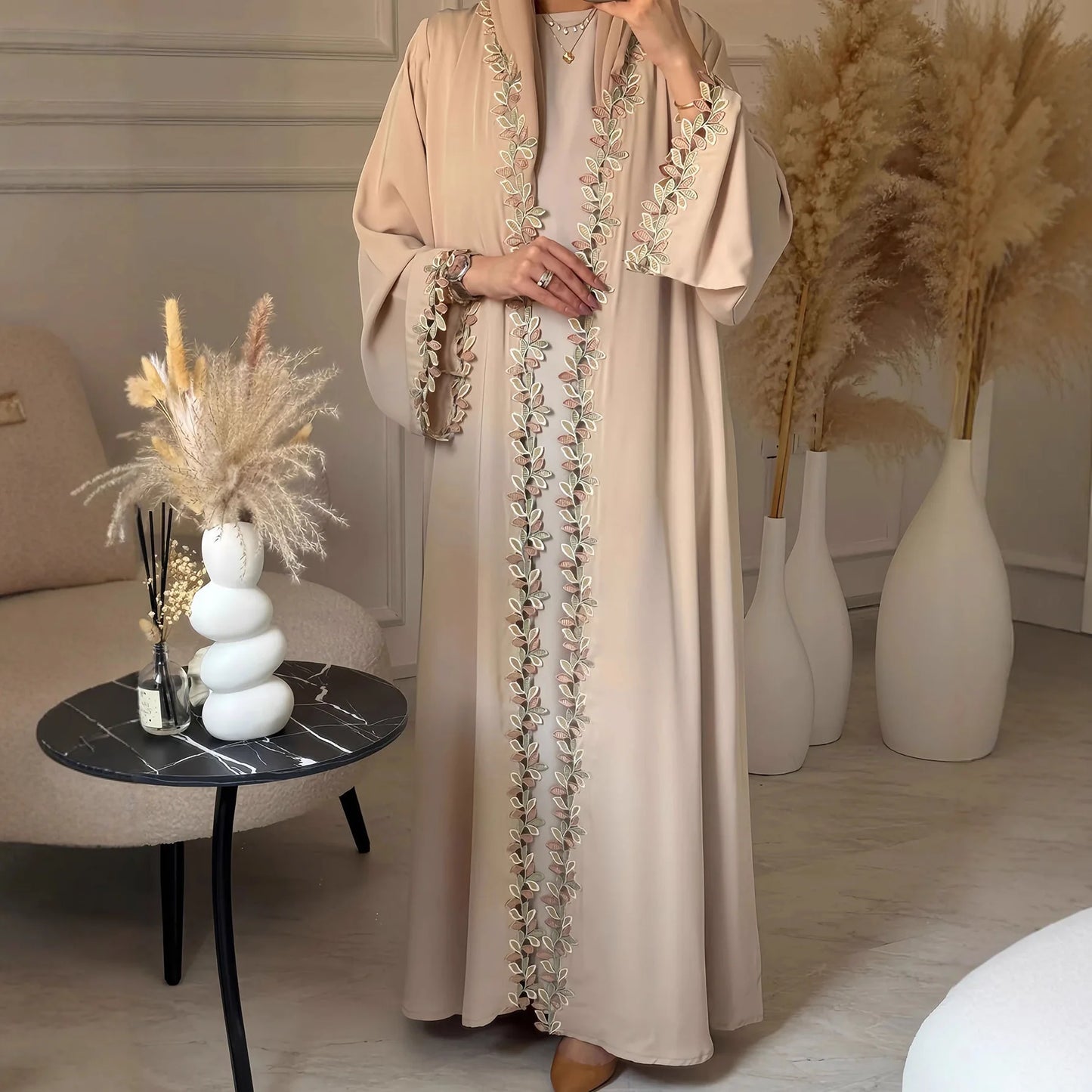 Eid Dress Cardigan Abaya Women Lace Dresses Jalabiya Muslim Vestidos Morocco Dubai Abayas Arab Long Robe Kaftan Islam Ramadan