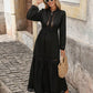 Lantern Sleeve Lace Panel Elegant Maxi Dress