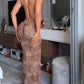 Backless Leopard Print Maxi Dress