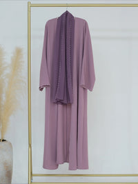 Muslim Women Abaya with Scarf 2 Piece Set Long Cardigan Eid Abayas Casual Long Robe Kaftan Party Ramadan Modest Caftan 2024