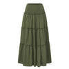 Three Tier Ruffled Cotton Linen Maxi Dress