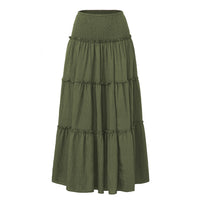 Three Tier Ruffled Cotton Linen Maxi Dress