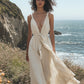 Cotton And Linen Suspender Strap Maxi Dress