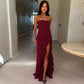 Sexy Split Maxi Dress Tube Top Temperament Women's Dress