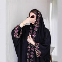 Women Jalabiya Dubai Abaya Eid Ramadan Party Gorgeous Long Dresses Embroidery Beads Diamond Abaya Women Muslim Dress with Scarf
