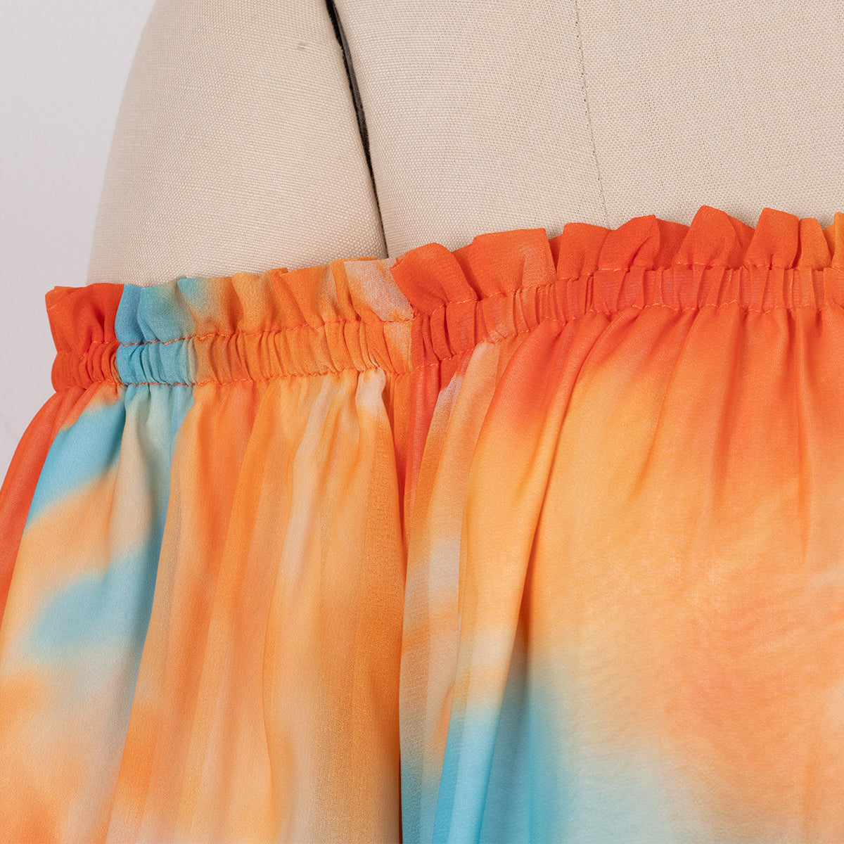 Bohemian Off-Shoulder Tie-Dye Maxi Dress