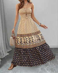 Womens Vacation Strapless Maxi Dress