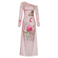 One-shoulder Long-sleeved Printed Maxi Dress