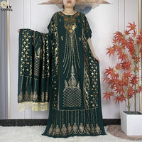 New Summer Abaya For Women Casual Short Sleeve Soft Cotton Dress Dubai Kaftan Loose Lady Maxi Islam African Dress With Big Scarf