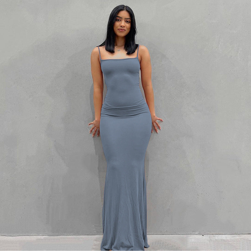 Women Sling Dress Casual Long Skirt